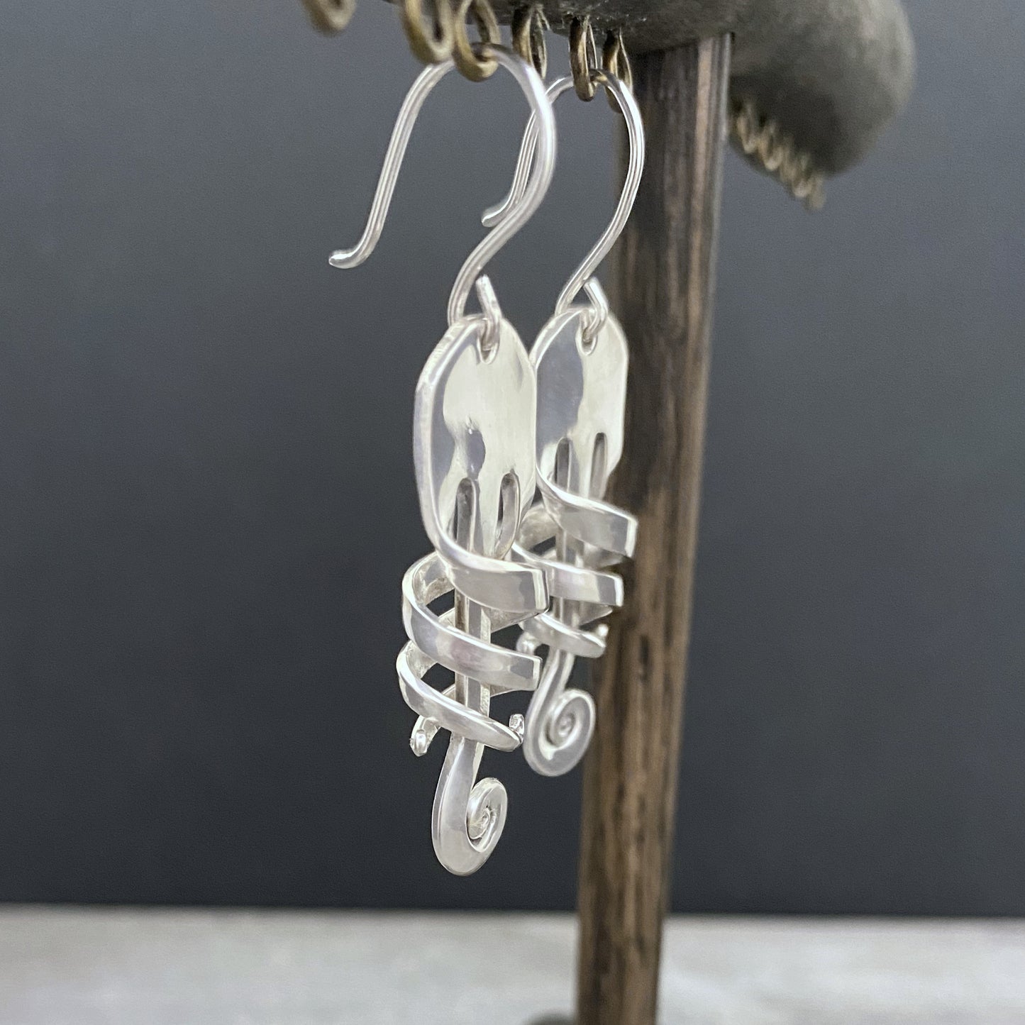 'Aurora' Sterling Spiral Fork Earrings