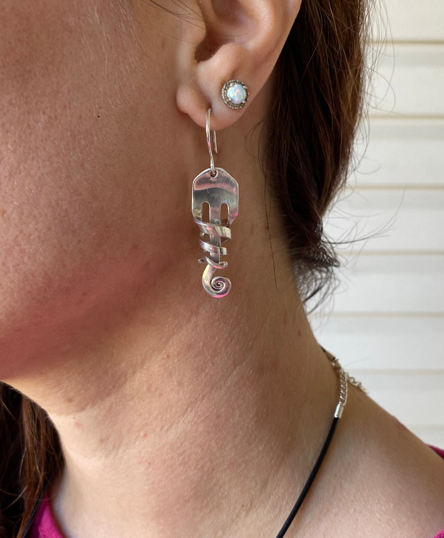 'Aurora' Sterling Spiral Fork Earrings