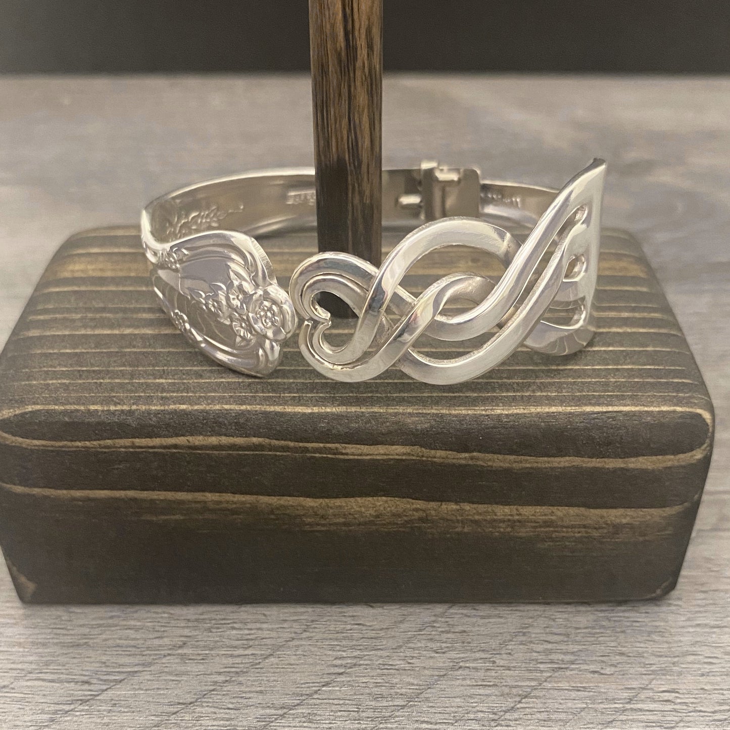 'Harmony' Heart Within a Heart Silver Fork Bracelet