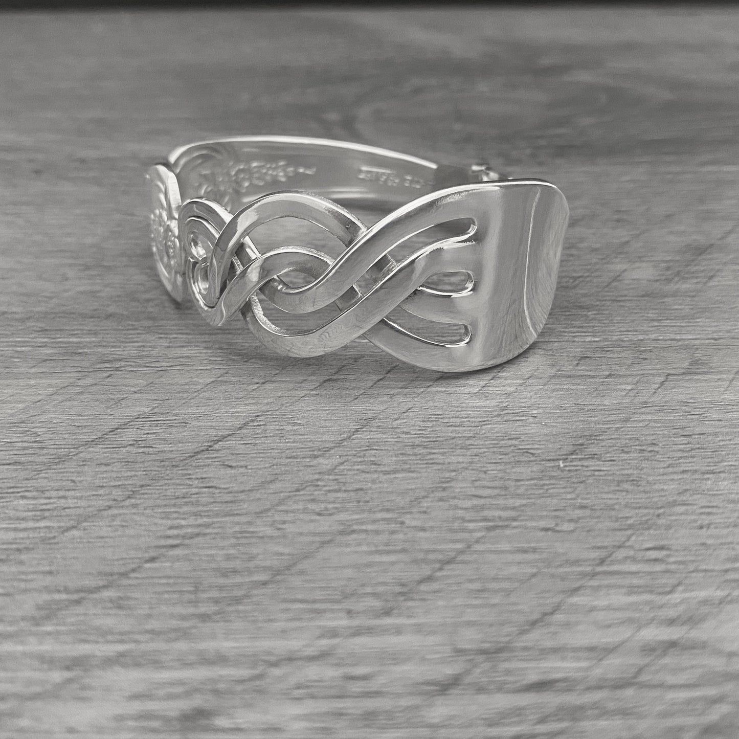 'Harmony' Heart Within a Heart Silver Fork Bracelet