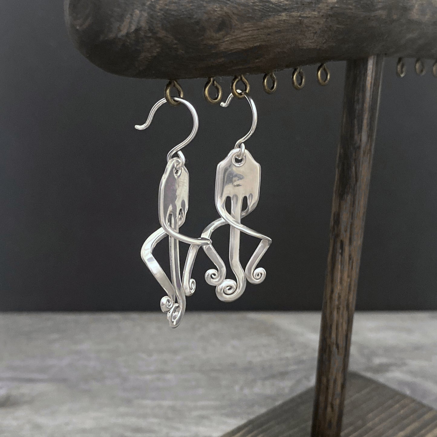 'Tranquility' Sterling Spiral Fork Earrings