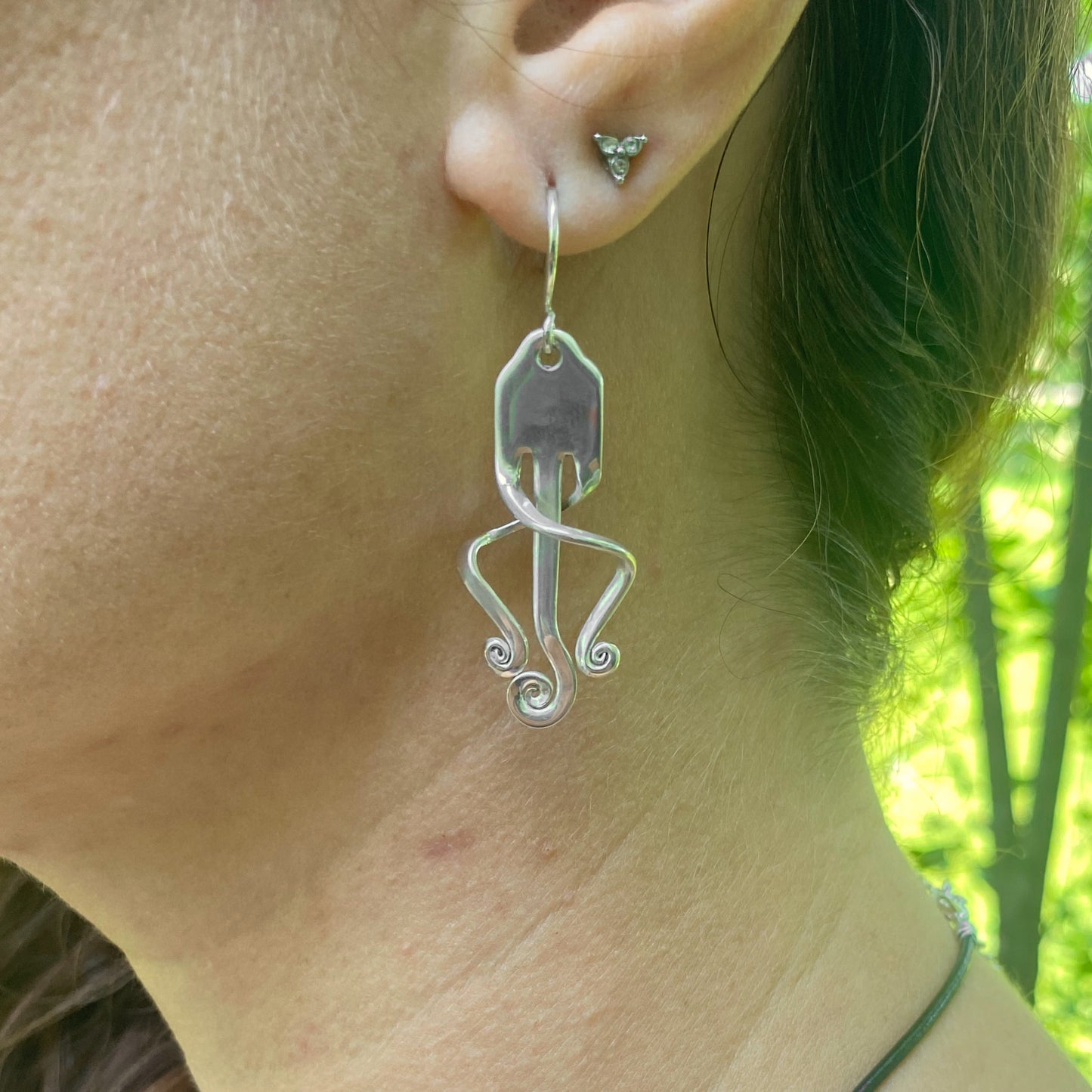 'Tranquility' Sterling Spiral Fork Earrings